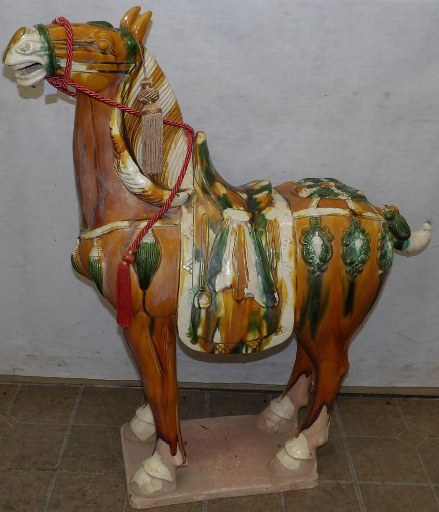 Large Chinese Pottery Horse Statue (1 of 4)