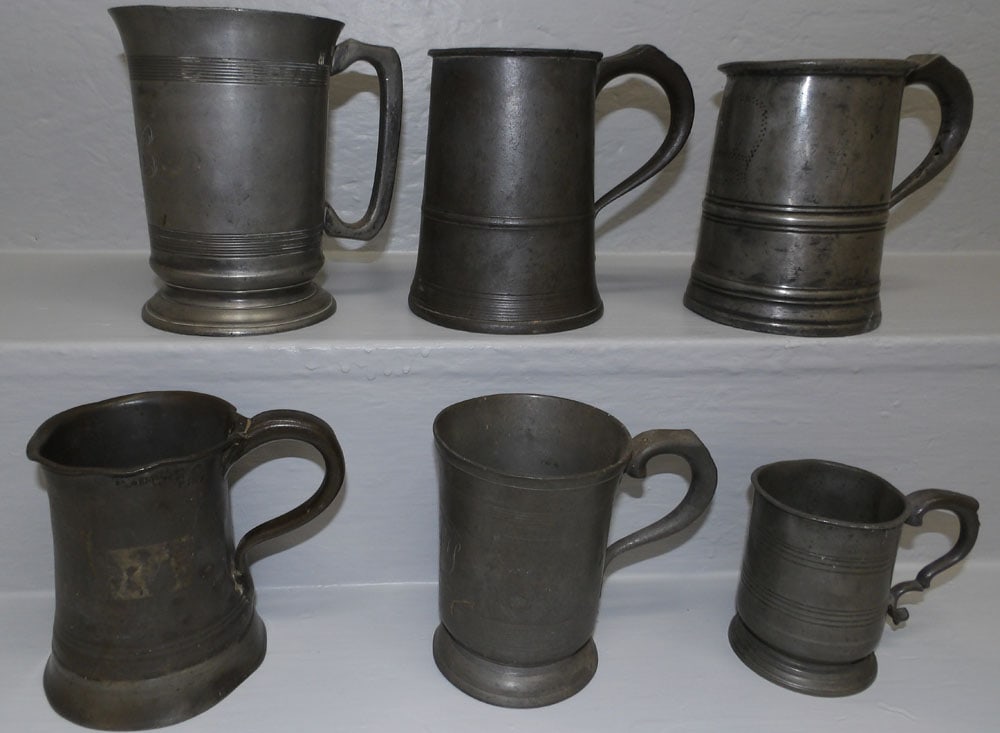 Lot of 6 Antique Pewter Mugs (1 of 5)