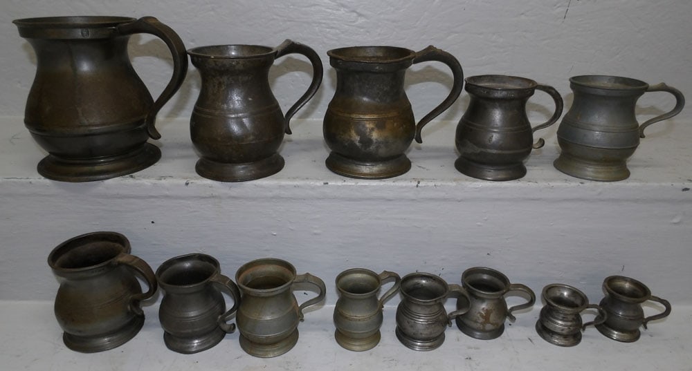 Lot of Antique Pewter Measures (1 of 5)