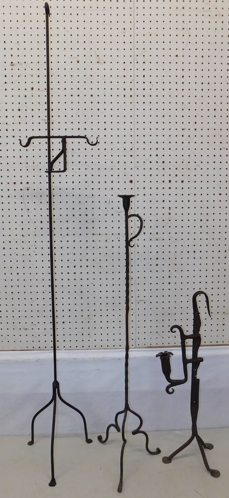 18th Century Forged Iron Candlestick, Iron Candlestick, & Iron Lamp Floor Stand (1 of 6)