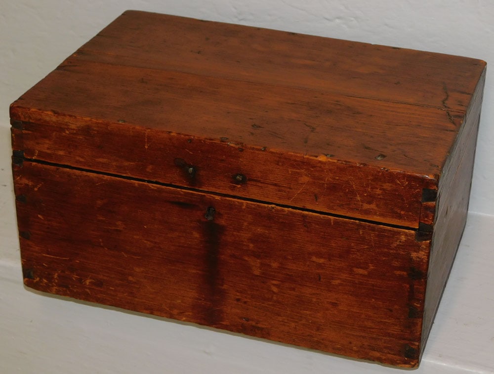 19th Century Pine Dovetailed Lift Top Document Box (1 of 6)
