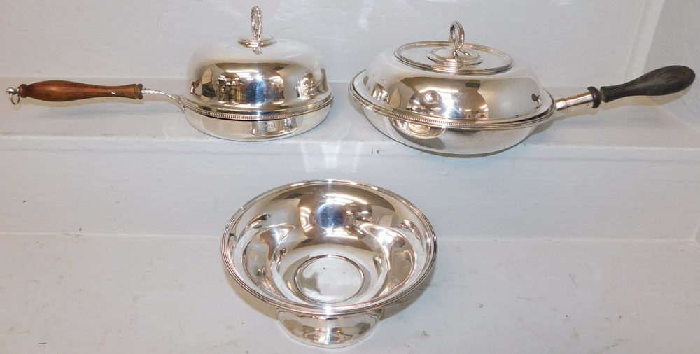 3 Pieces of Silverplate: 3 Pieces of Silverplate . Up to 17 1/2" L "ALL DESCRIPTIONS AND ANY CONDITION STATEMENT GIVEN BY LANGSTON AUCTION GALLERY ARE STRICTLY OPINIONS AND LANGSTON'S SHALL HAVE NO RESPONSIBILITY FOR ERRORS O