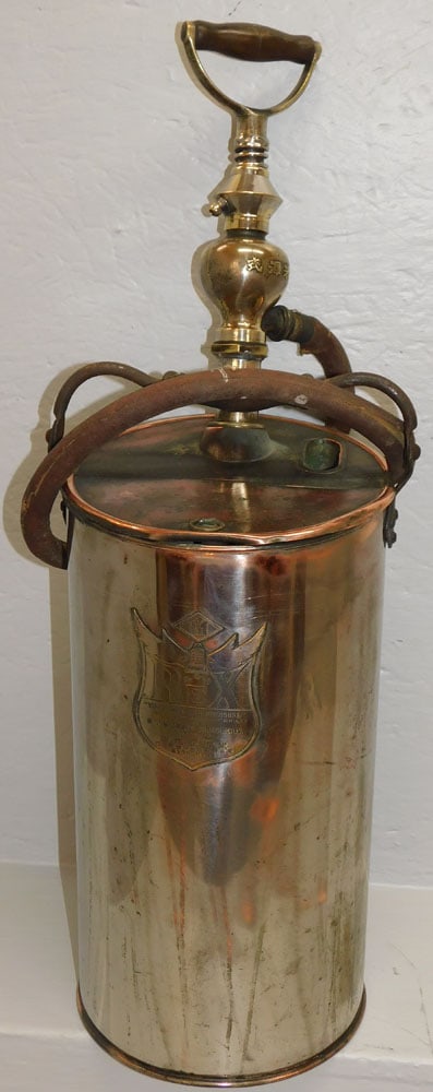 Polished Japanese Silver on Copper & Brass Pump Fire Extinguisher Signed with Character Marks (1 of 7)