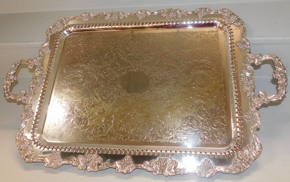 Polished Grape & Cable Silverplated Serving Tray (1 of 10)