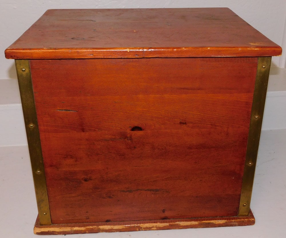 Pine Brass Bound Box with Iron Handles (1 of 4)