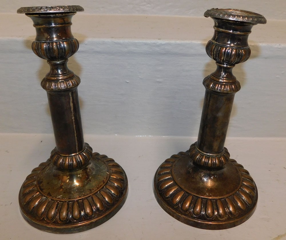 Pair of Sheffield Telescopic Candlesticks (1 of 3)