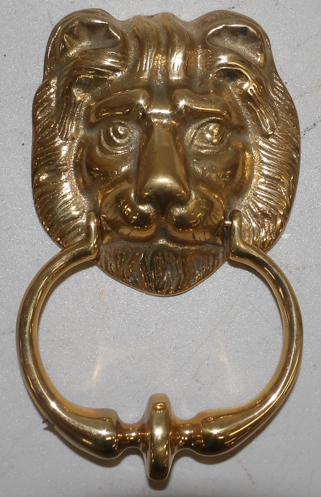 Cast Brass Lion Head Door Knocker (1 of 3)