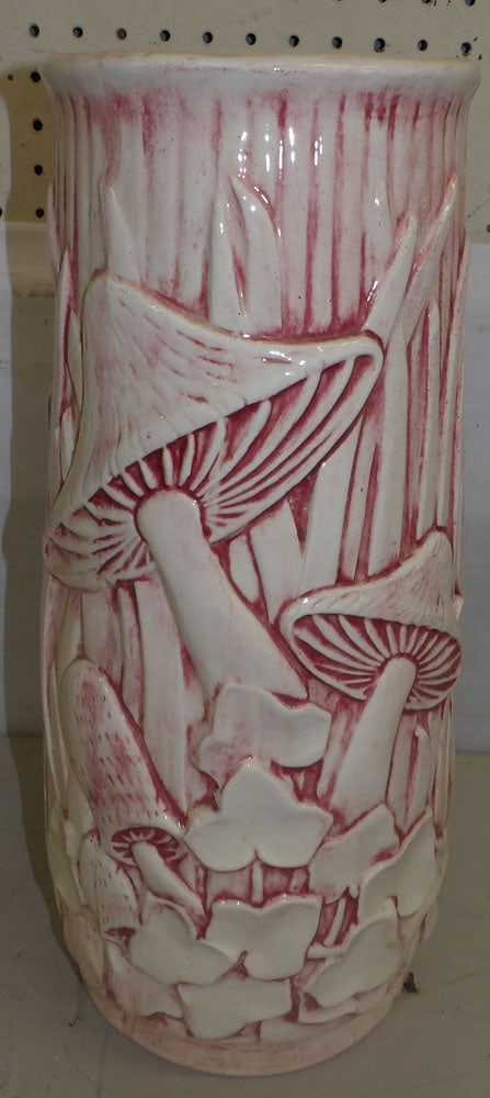 Painted Ceramic Umbrella Stand with Mushroom Motif (1 of 5)