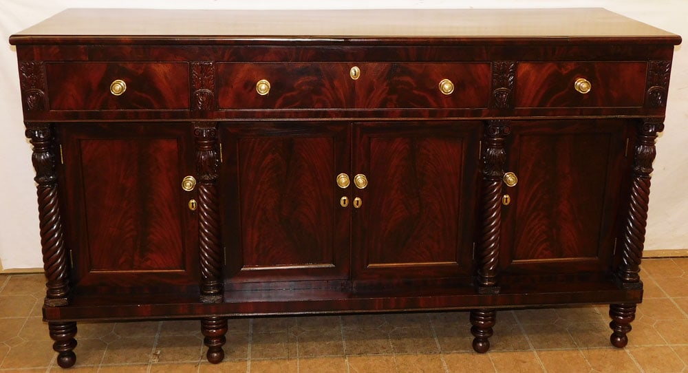 19th Century Flame Mahogany Carved Classical Sideboard (1 of 9)