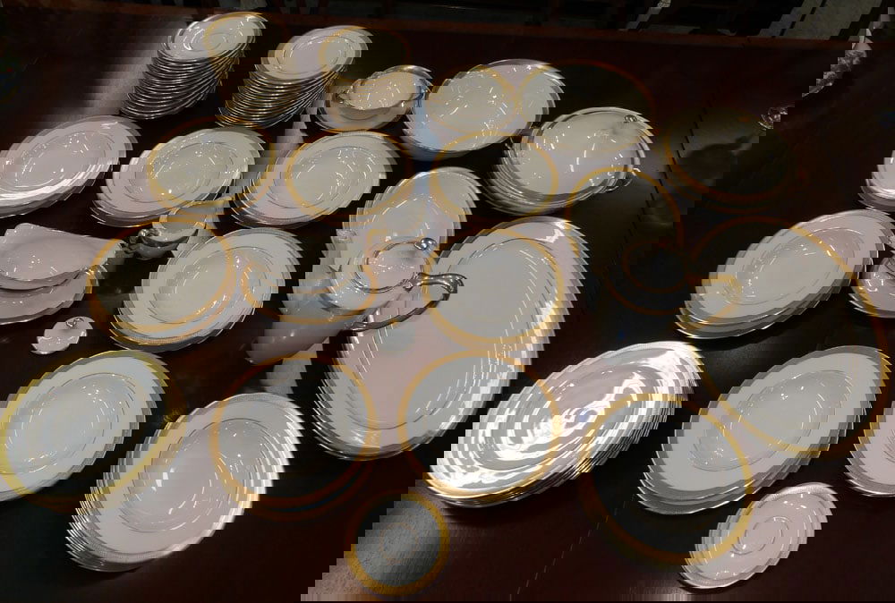 120 Piece Gold Rim dinner Set by Lenox Lowell (1 of 7)