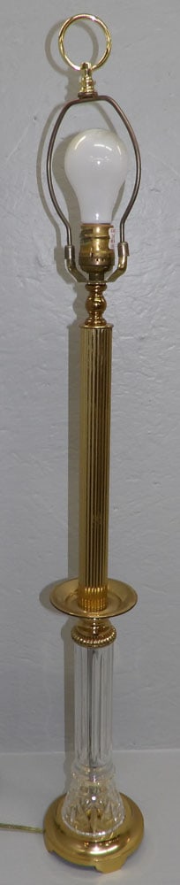 Waterford Crystal & Brass Candlestick Form Buffet Lamp (1 of 3)