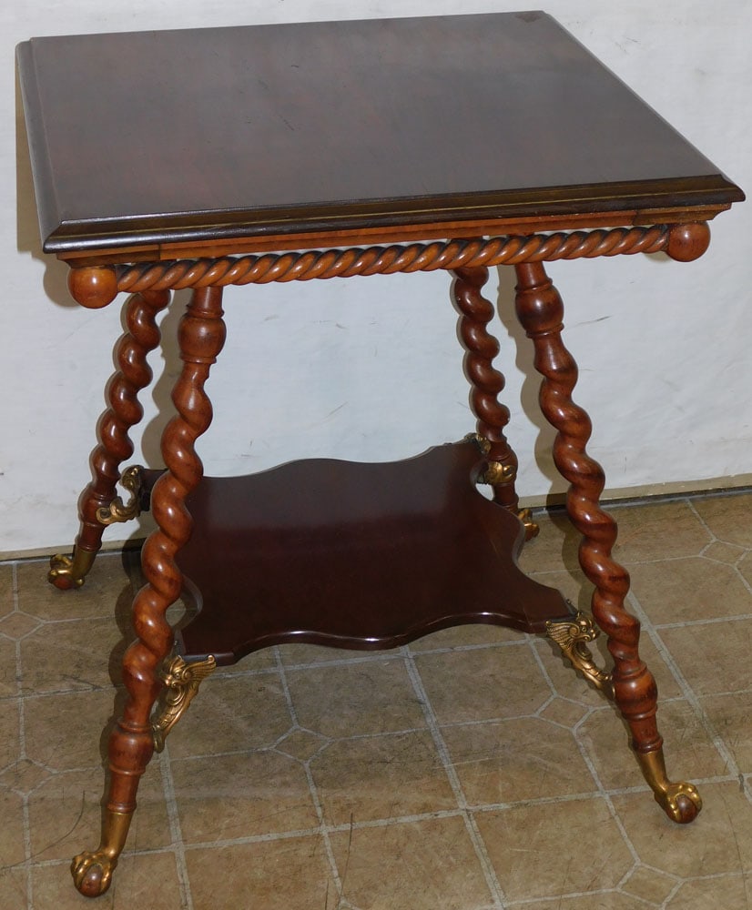 Antique Merklin Mahogany Rope Twist Center Table With Lion Supports & Claw Feet, (Paine Furniture (1 of 6)