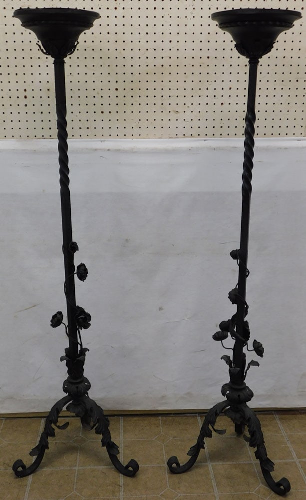 pair painted wrought iron torchieres (1 of 3)