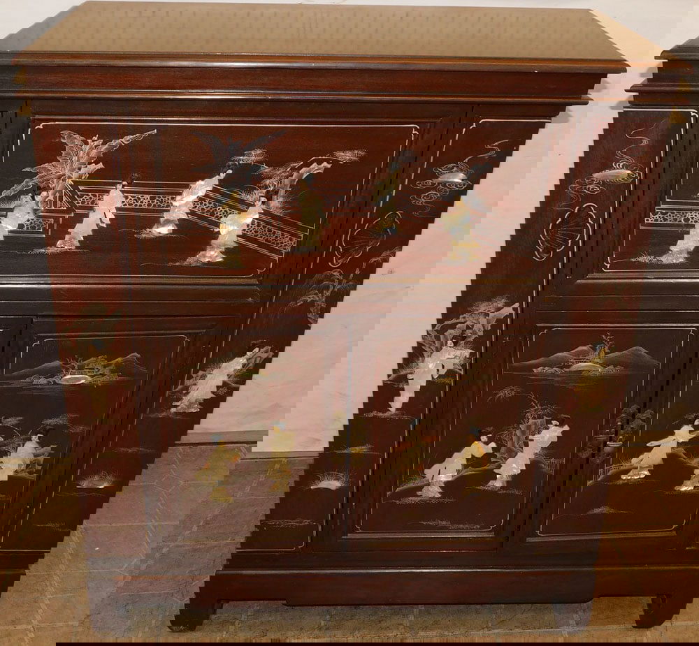 paint decorated oriental bar with carved stone mounts (1 of 12)