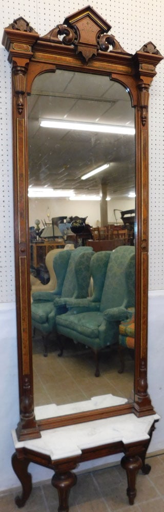 antique 2 part walnut Victorian pier mirror (1 of 7)