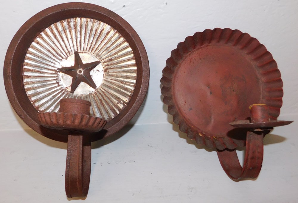 pair antique tole candle sconces (1 of 2)