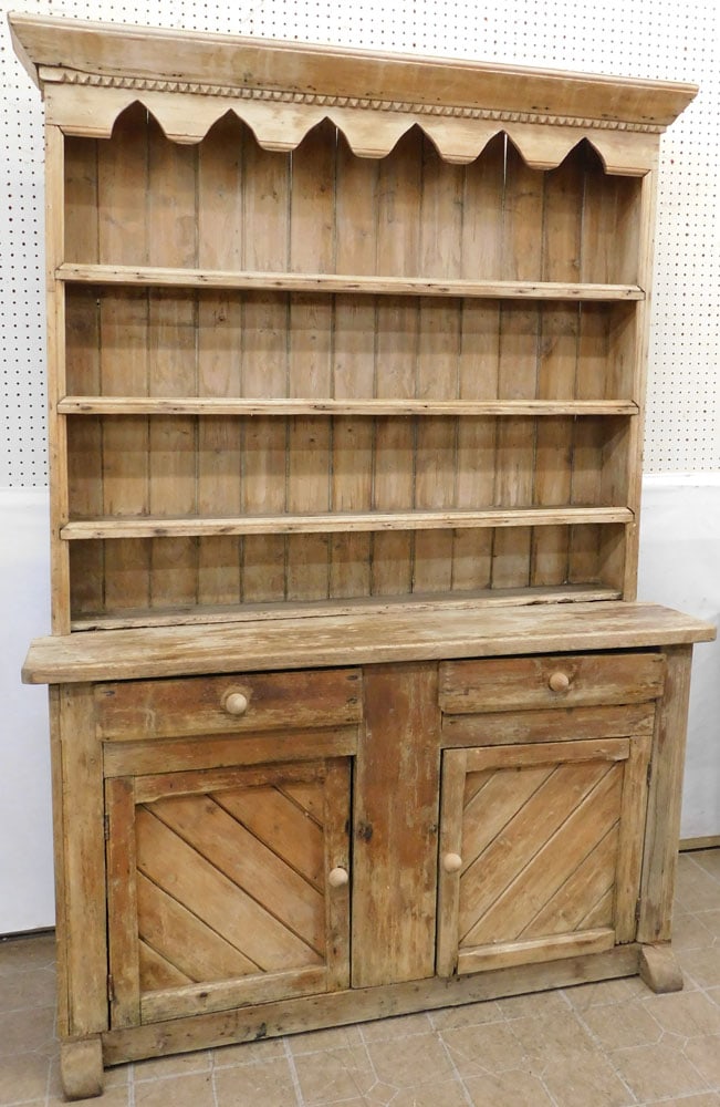 18th century scrub pine pewter cabinet (1 of 8)