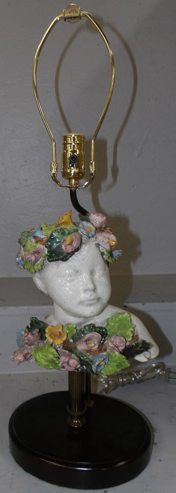 painted porcelain bust made into lamp (1 of 3)