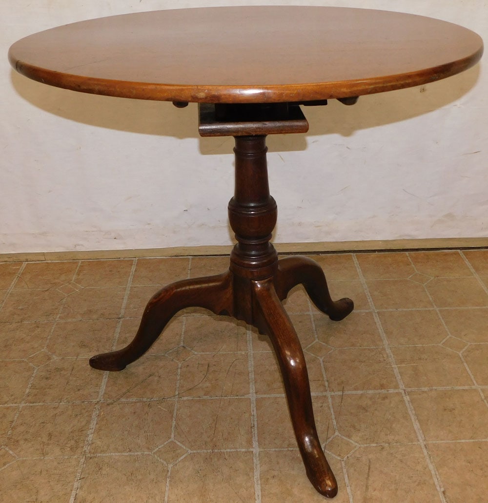 19th century oak tilt top tea table with bird cage (1 of 4)