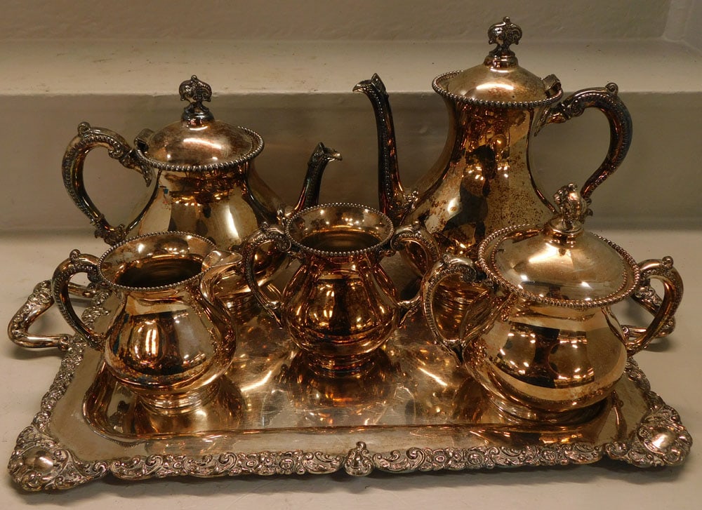 6 piece silver plated tea set (1 of 5)