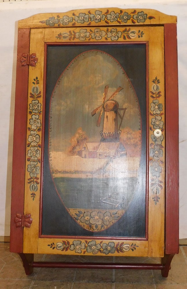 antique hand painted medicine cabinet (1 of 6)