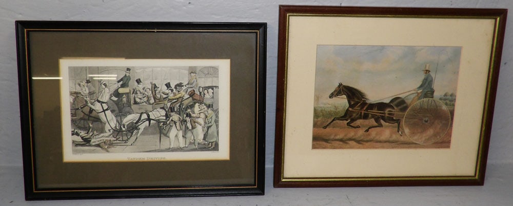 Framed Hand Colored Engraving of Carriage & Print of Carriage (1 of 3)