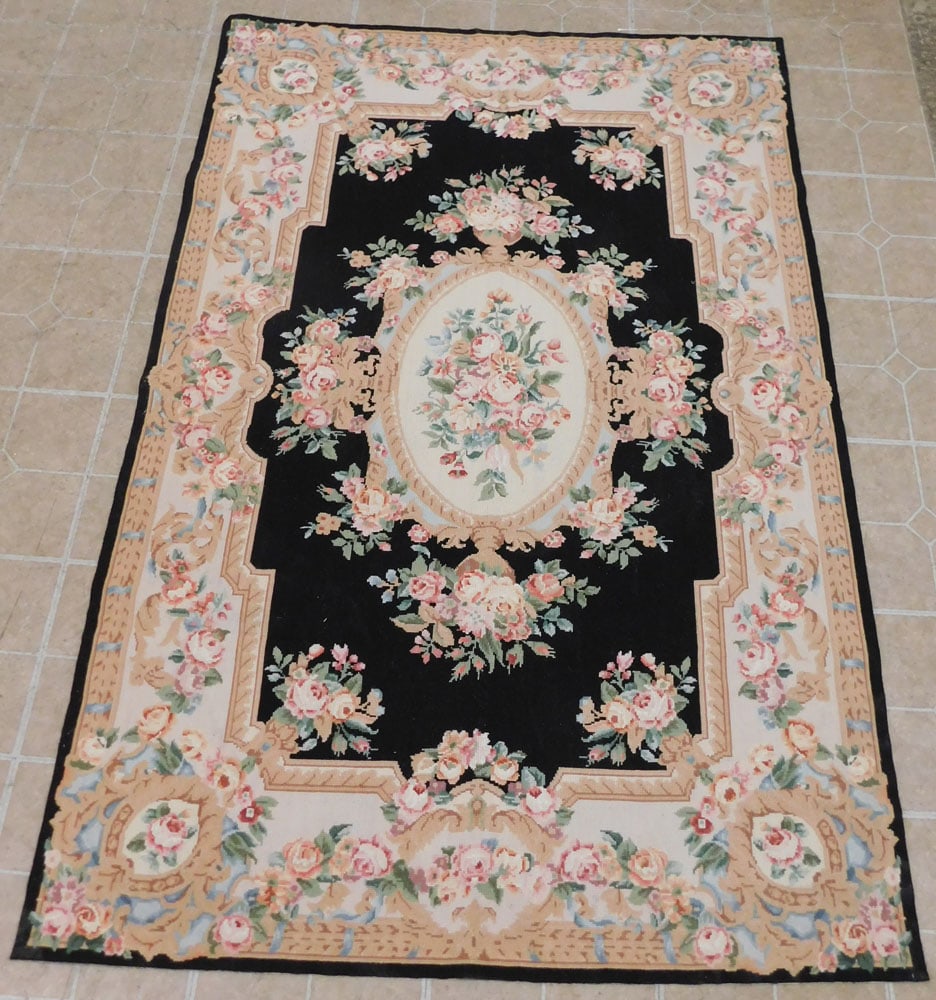 5' 11" x 3' 11" Needlepoint Rug: 5' 11" x 3' 11" Needlepoint Rug. "ALL DESCRIPTIONS AND ANY CONDITION STATEMENT GIVEN BY LANGSTON AUCTION GALLERY ARE STRICTLY OPINIONS AND LANGSTON'S SHALL HAVE NO RESPONSIBILITY FOR ERRORS OR OMISSIO