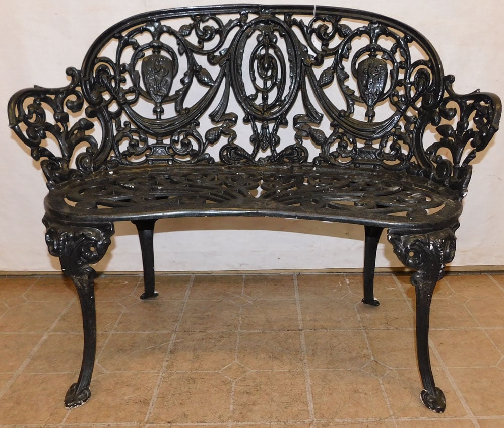 Painted Cast Aluminum Outdoor Bench (1 of 3)