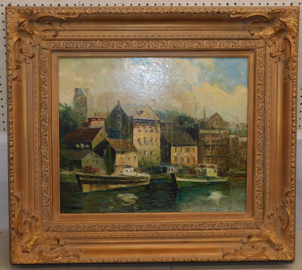 Framed Oil on Canvas Venetian Scene Signed (1 of 5)