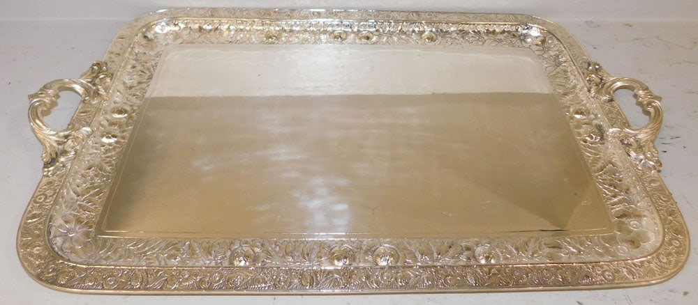 Silverplate Repousse Serving Tray by Gorham (1 of 4)