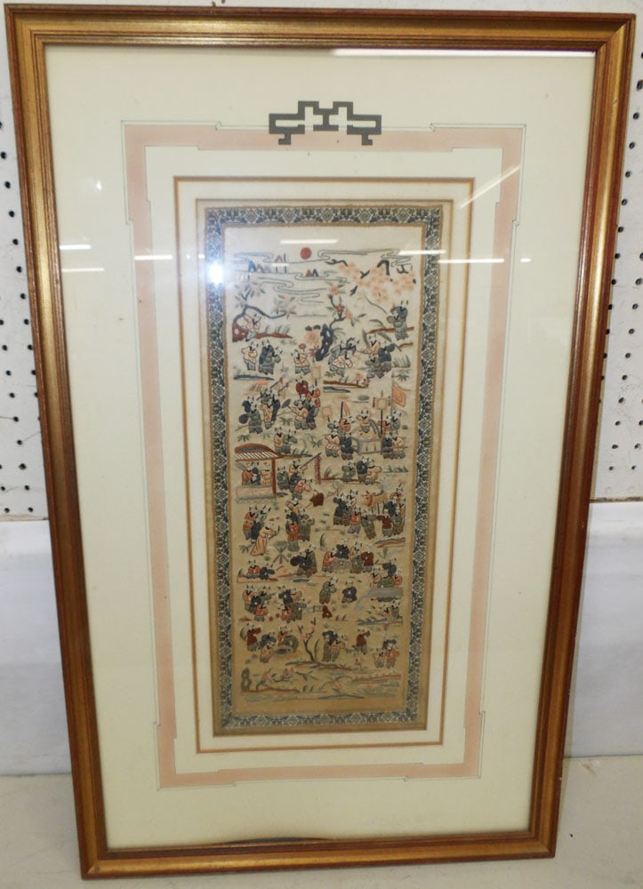 Framed Oriental Silk Embroidery (1 of 5)