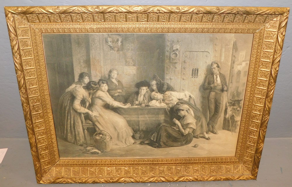 Gilded Frame Black & White Engraving (1 of 6)