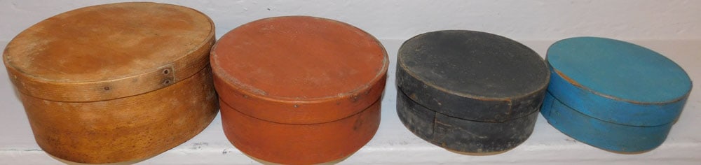 4 Antique Painted Round Pantry Boxes (1 of 2)