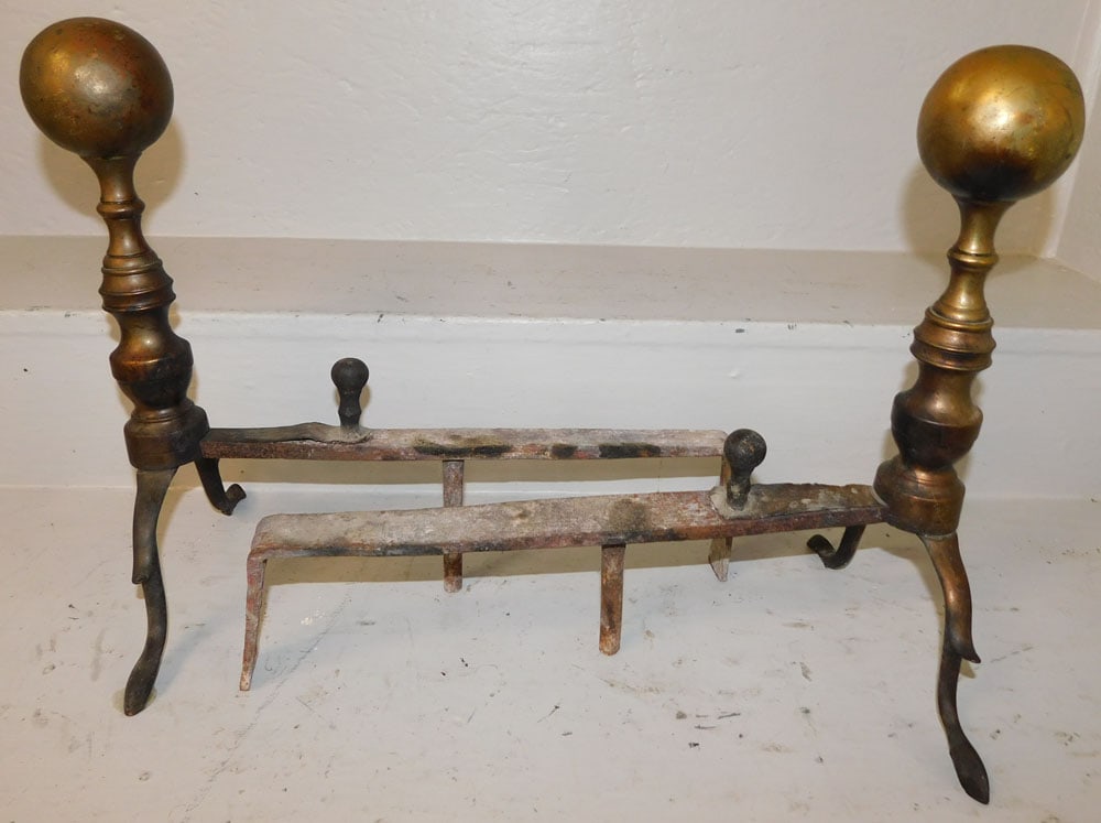 Pair of Antique Cannonball Andirons (1 of 3)