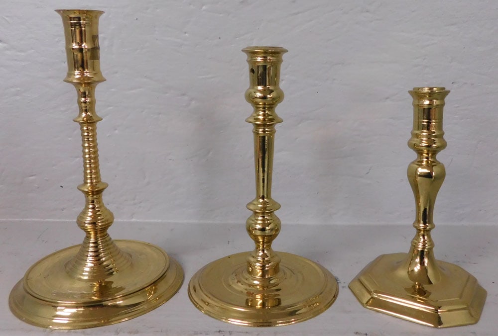 3 Colonial Williamsburg Cast Brass Candlesticks (1 of 4)