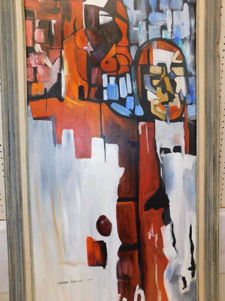 Framed Oil on Canvas Abstract Signed & Dated (1 of 4)