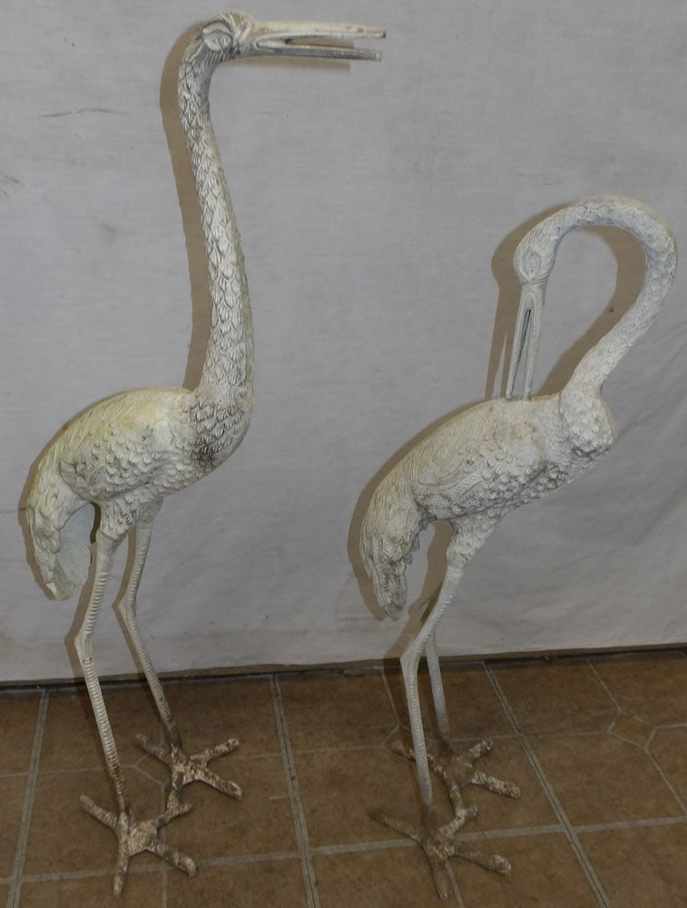 Pair of Painted Cast Aluminum Herons (1 of 3)