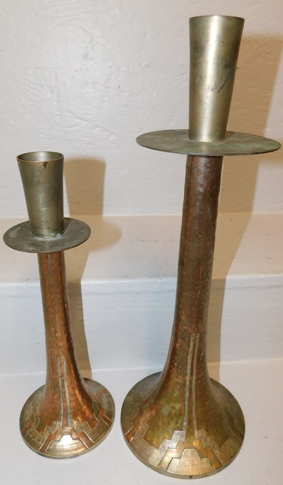 2 Copper & Brass Arts & Crafts Candlesticks (1 of 3)