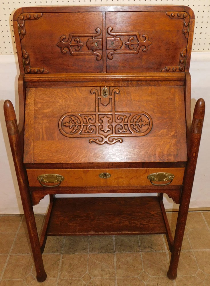 Antique Tiger Oak Ladies Desk (1 of 7)
