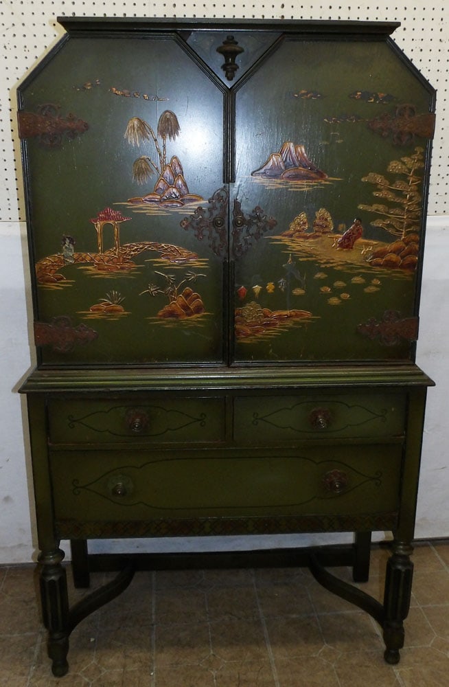 Paint Decorated Oriental Cabinet (1 of 6)