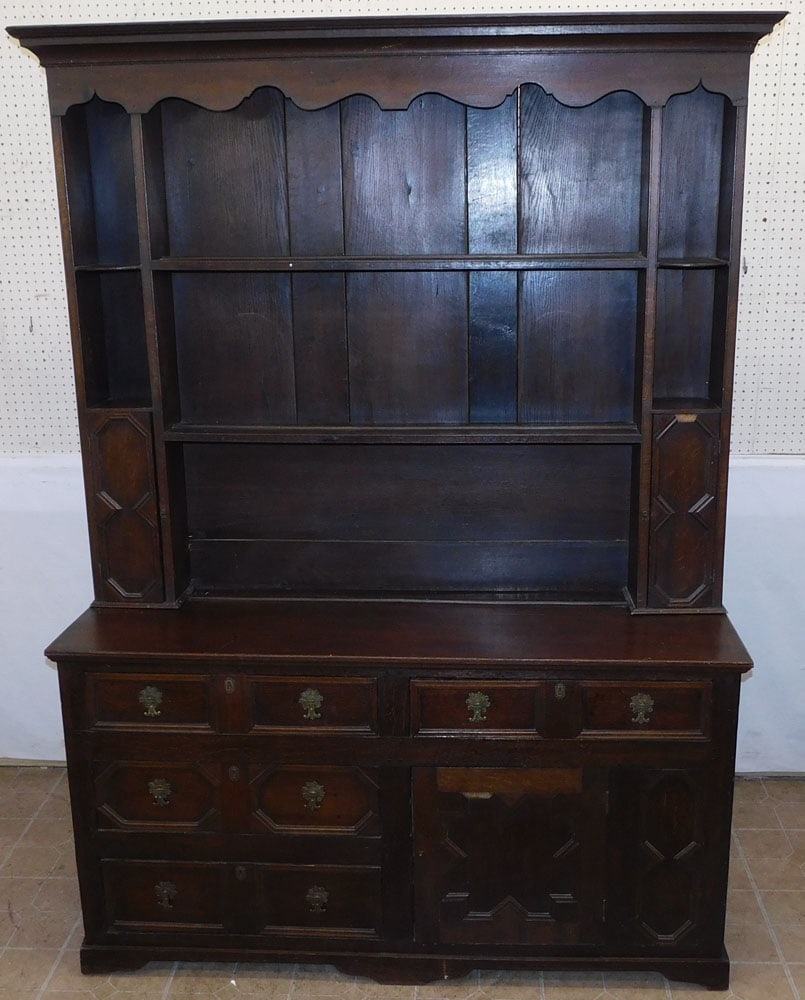 18th Century English Oak 2 Piece Pewter Cupboard (1 of 11)