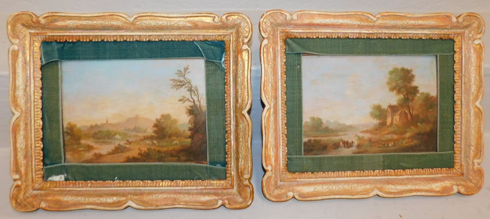 Pair of Framed Oil on Boards Farm Scenes Signed by Artist (1 of 4)
