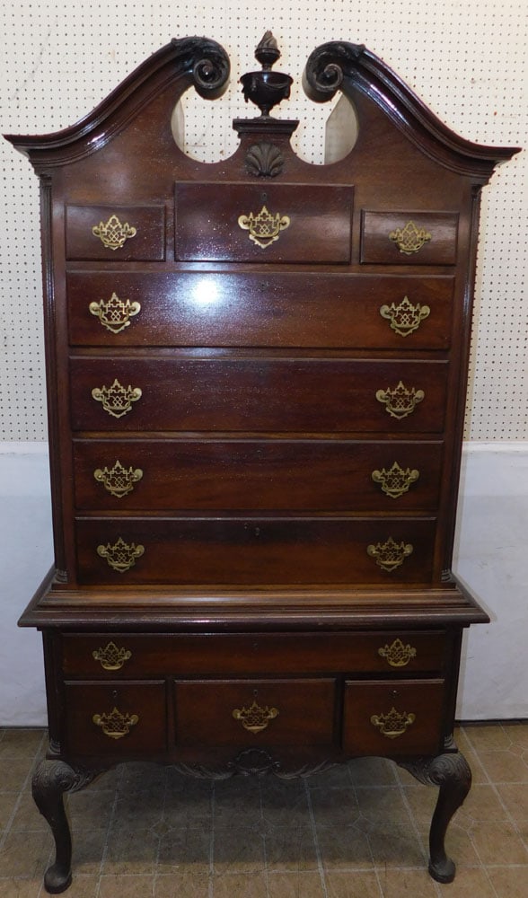 Carved Mahogany 2 Part Highboy (1 of 6)