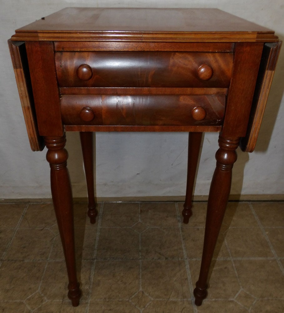 Antique Mahogany 2 Drawer Drop-Leaf Stand (1 of 6)