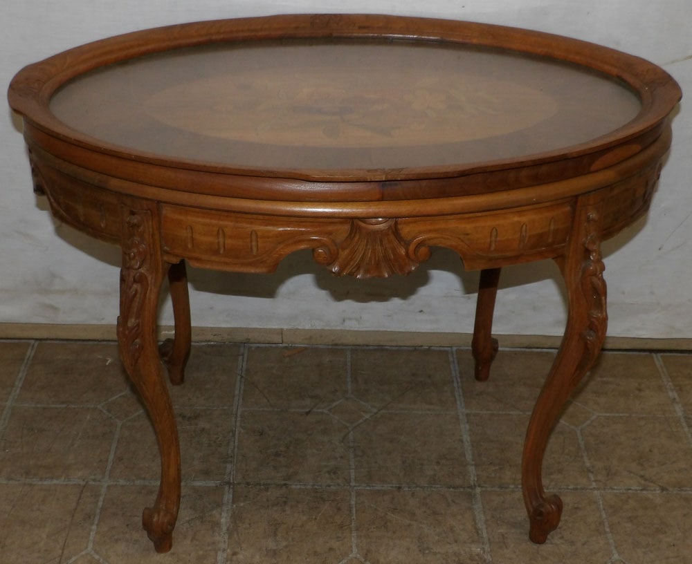 Carved Walnut Tray Top Tea Table (1 of 3)