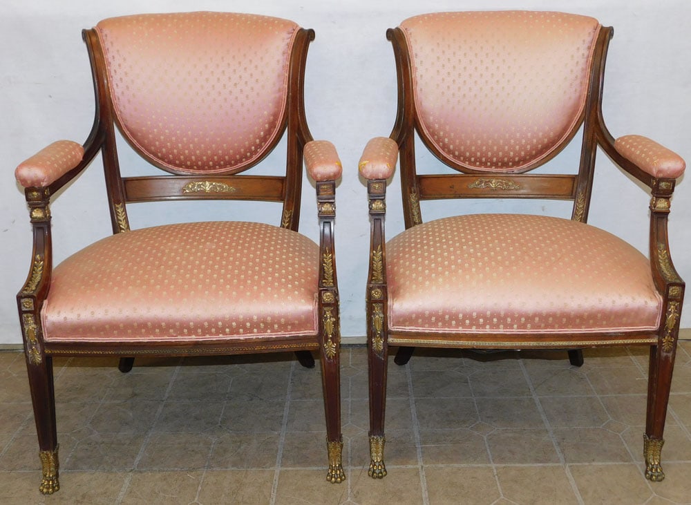 Pair of Mahogany 19th Century Bronze Mounted Arm Chairs (1 of 10)