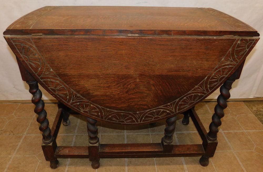 Antique English Oak Barley Twist Gateleg Table (1 of 6)