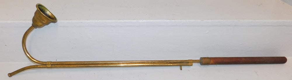 Antique Brass & Oak Handle Chandelier Snuffer (1 of 5)