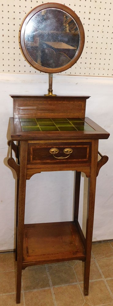 Antique Mahogany Inlaid Shaving Stand (1 of 4)