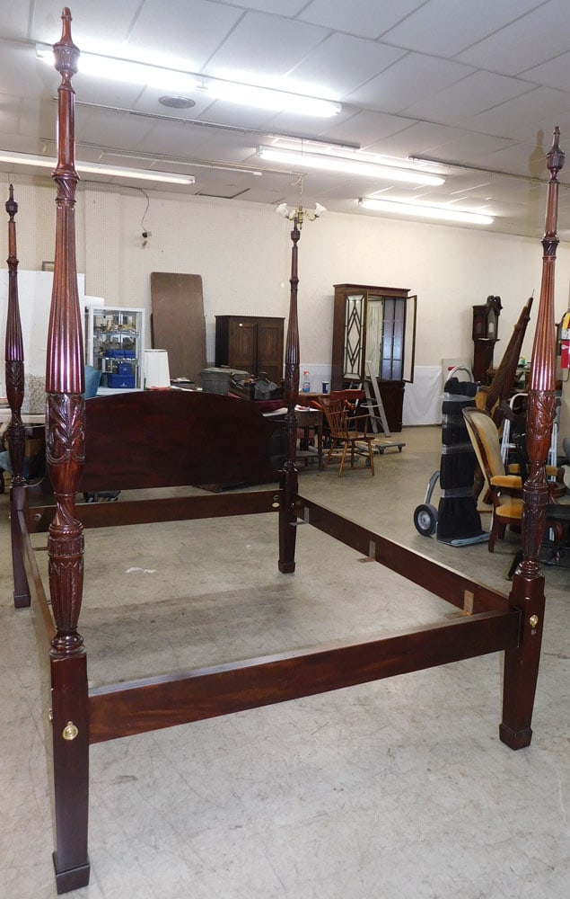 Mahogany Rice Carved Queen Size Bed by Councill Craftsman (1 of 9)